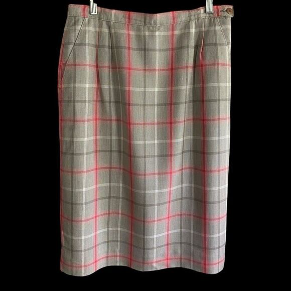 Vintage Pendleton Skirt Womens 14 Gray Plaid Midi Country Sophisticates Academia - Picture 1 of 5